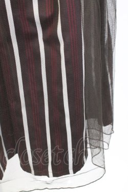 画像5: axes femme / サテンストライプチュールレイヤードスカート M ブラウン×レッド T-25-12-25-027-AX-SK-SA-ZT