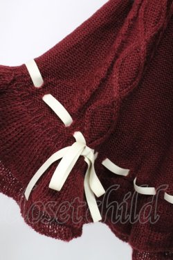 画像3: axes femme POETIQUE / リボン裏ボアニットケープ M ワイン T-25-12-25-003-AX-CO-SA-ZT