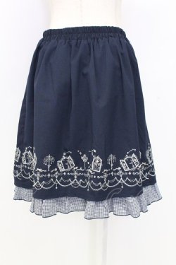 画像2: axes femme POETIQUE / メルヘン刺繍スカート  ネイビーＸ白 T-25-12-25-028-AX-SK-SA-ZT