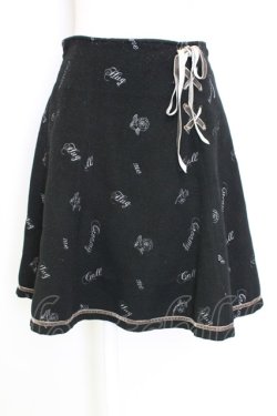 画像1: axes femme / 刺繍&編み上げスカート M ブラック T-25-12-25-029-AX-SK-SA-ZT