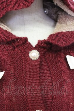 画像4: axes femme POETIQUE / リボン裏ボアニットケープ M ワイン T-25-12-25-003-AX-CO-SA-ZT