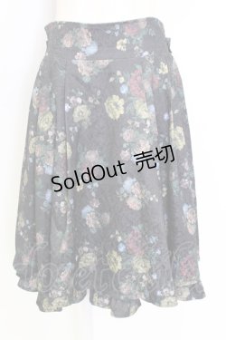 画像1: axes femme Kawaii / クラシックブーケ柄スカート  黒 T-25-12-25-030-AX-SK-SA-ZH