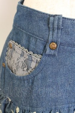 画像3: axes femme / 編み上げ&刺繍デニムスカート L インディゴ T-25-12-25-031-AX-SK-SA-ZT