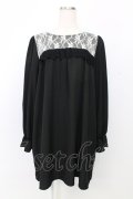 axes femme / レース配色Aラインワンピース M ブラック T-25-12-25-005-AX-OP-SA-ZT