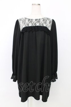 画像1: axes femme / レース配色Aラインワンピース M ブラック T-25-12-25-005-AX-OP-SA-ZT