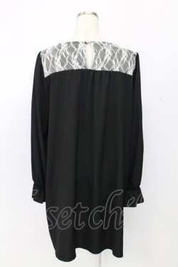 画像2: axes femme / レース配色Aラインワンピース M ブラック T-25-12-25-005-AX-OP-SA-ZT