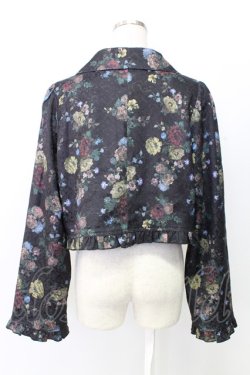 画像2: axes femme kawaii / クラシックブーケ柄ジャケット  黒 T-25-12-25-006-AX-JA-SA-ZT