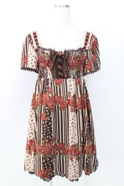 画像1: axes femme / ストライプＸ花プリントチュニック M アカ T-25-12-25-007-AX-OP-SA-ZT