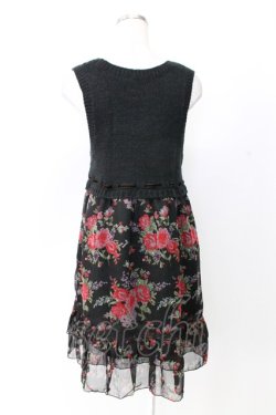 画像2: axes femme / ニット切替ワンピース B 黒Ｘ赤 T-25-12-25-009-AX-OP-SA-ZT