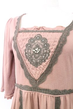 画像3: axes femme / カメオレースカットワンピース  ピンクＸグレー T-25-12-25-010-AX-OP-SA-ZT