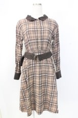 画像1: axes femme / モールチェック柄シャツワンピース M ブラウン T-25-12-25-011-AX-OP-SA-ZT414 (1)