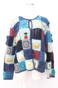 PINK HOUSE / パッチワークニットカーディガン  青 T-25-12-25-002-LO-TO-SA-ZT