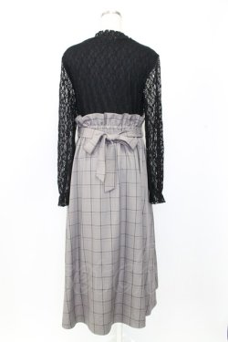 画像2: axes femme / レースドッキングワンピース  黒Ｘグレーチェック T-25-12-25-013-AX-OP-SA-ZT