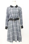 axes femme / モールチェック柄シャツワンピース M ネイビー T-25-12-25-014-AX-OP-SA-ZT