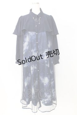 画像1: axes femme / テレスコーププリントケープ風ワンピース M ネイビー T-25-12-25-015-AX-OP-SA-ZT