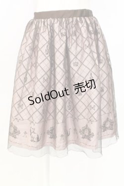画像1: axes femme POETIQUE / チュール重ねねこ柄スカート M ピンク T-25-12-25-019-AX-SK-SA-ZT430