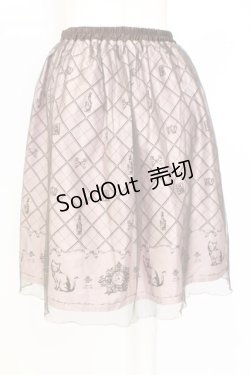 画像2: axes femme POETIQUE / チュール重ねねこ柄スカート M ピンク T-25-12-25-019-AX-SK-SA-ZT430