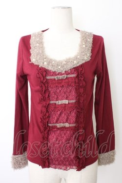 画像1: axes femme / ファー&パールトップス M ワイン T-25-12-26-004-AX-TO-SA-ZT