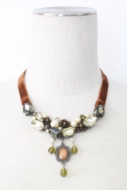 画像2: axes femme / ゴージャスビジューチョーカー  カーキ T-25-12-26-040-AX-AC-SA-ZT