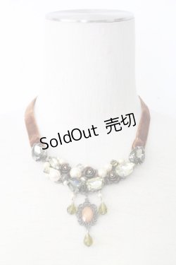 画像2: axes femme / ゴージャスビジューチョーカー  カーキ T-25-12-26-040-AX-AC-SA-ZT424F003