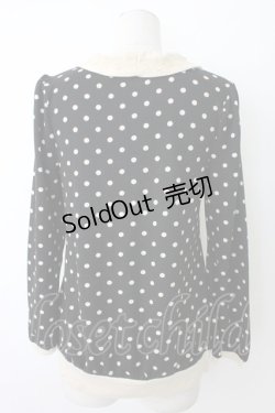 画像2: axes femme / ドット柄胸元切替プルオーバー M ブラック T-25-12-26-005-AX-TO-SA-ZT