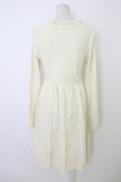 画像2: axes femme / 襟元パール編み上げニットワンピース M キナリ T-25-12-26-006-AX-OP-SA-ZT