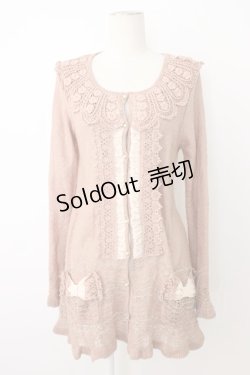 画像1: axes femme / シアーフリル&リボンポケットカーディガン M ピンク T-25-12-26-008-AX-TO-SA-ZT