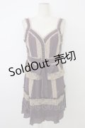 axes femme / レース配色ワンピース  パープルＸアイボリー T-25-12-26-010-AX-OP-SA-ZT