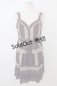 axes femme / レース配色ワンピース  パープルＸアイボリー T-25-12-26-010-AX-OP-SA-ZT