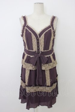 画像1: axes femme / レース配色ワンピース  パープルＸアイボリー T-25-12-26-010-AX-OP-SA-ZT