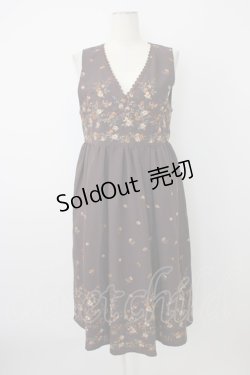 画像1: axes femme / 刺繍入りワンピース M ブラウン T-25-12-26-012-AX-OP-SA-ZT523