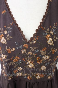 画像3: axes femme / 刺繍入りワンピース M ブラウン T-25-12-26-012-AX-OP-SA-ZT