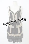 axes femme / レース配色ワンピース  黒Ｘブラウン T-25-12-26-014-AX-OP-SA-ZT