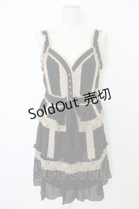 axes femme / レース配色ワンピース  黒Ｘブラウン T-25-12-26-014-AX-OP-SA-ZT
