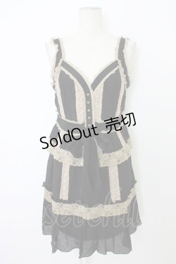 画像1: axes femme / レース配色ワンピース  黒Ｘブラウン T-25-12-26-014-AX-OP-SA-ZT