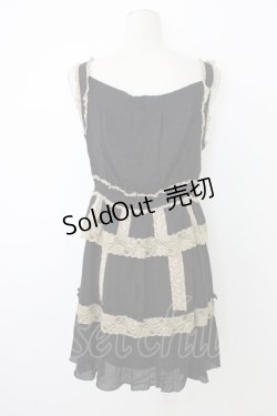 画像2: axes femme / レース配色ワンピース  黒Ｘブラウン T-25-12-26-014-AX-OP-SA-ZT