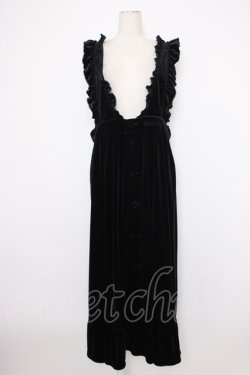 画像1: PINK HOUSE / スノーベロアジャンパースカート  黒 T-25-12-26-015-LO-OP-SA-ZT