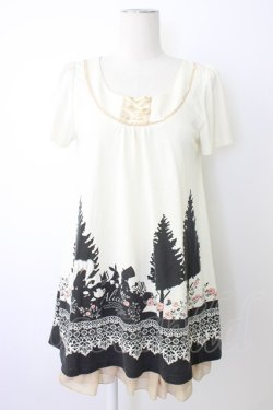 画像1: axes femme / アリスモチーフTシャツチュニック M キナリ T-25-12-26-003-AX-OP-SA-ZT