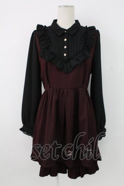 画像1: axes femme / キャット刺繍セットアップ  ボルドーＸ黒 T-25-12-26-023-AX-OP-SA-ZT