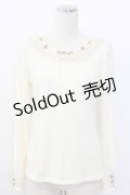 axes femme / 袖プチバラ使いトップス  アイボリー T-25-12-27-001-AX-TO-SA-ZT506