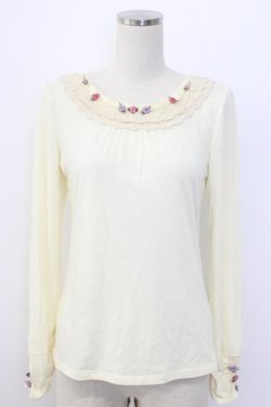 画像1: axes femme / 袖プチバラ使いトップス  アイボリー T-25-12-27-001-AX-TO-SA-ZT