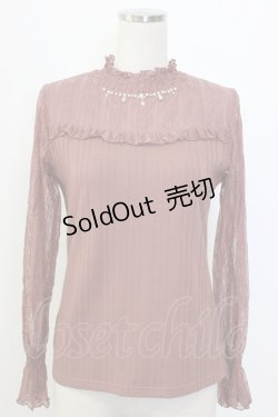 画像1: axes femme / レース切替長袖インナー  ピンク T-25-12-27-004-AX-TO-SA-ZT506