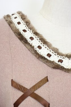 画像5: axes femme / サイド編み下げニットトップス  ピンクＸブラウン T-25-12-27-005-AX-TO-SA-ZT