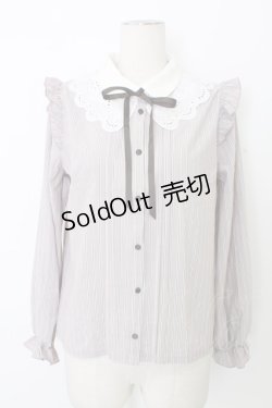 画像1: axes femme POETIQUE / レース襟ストライプブラウス  ピンクＸ白 T-25-12-28-001-AX-BL-SA-ZT