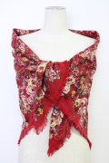 INGEBORG / 花&チェック大判スカーフ  レッド T-25-12-28-025-LO-ZA-SA-ZT