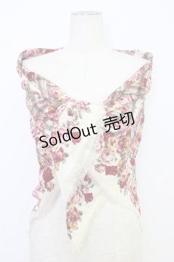 画像1: INGEBORG / 花&チェック大判スカーフ  ベージュ T-25-12-28-026-LO-ZA-SA-ZT450