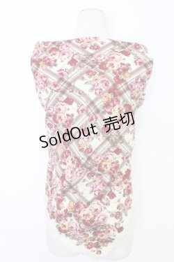 画像2: INGEBORG / 花&チェック大判スカーフ  ベージュ T-25-12-28-026-LO-ZA-SA-ZT450