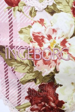 画像3: INGEBORG / 花&チェック大判スカーフ  ピンク T-25-12-28-027-LO-ZA-SA-ZT