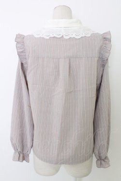 画像2: axes femme POETIQUE / レース襟ストライプブラウス  ピンクＸ白 T-25-12-28-001-AX-BL-SA-ZT