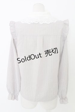 画像2: axes femme POETIQUE / レース襟ストライプブラウス  ピンクＸ白 T-25-12-28-001-AX-BL-SA-ZT